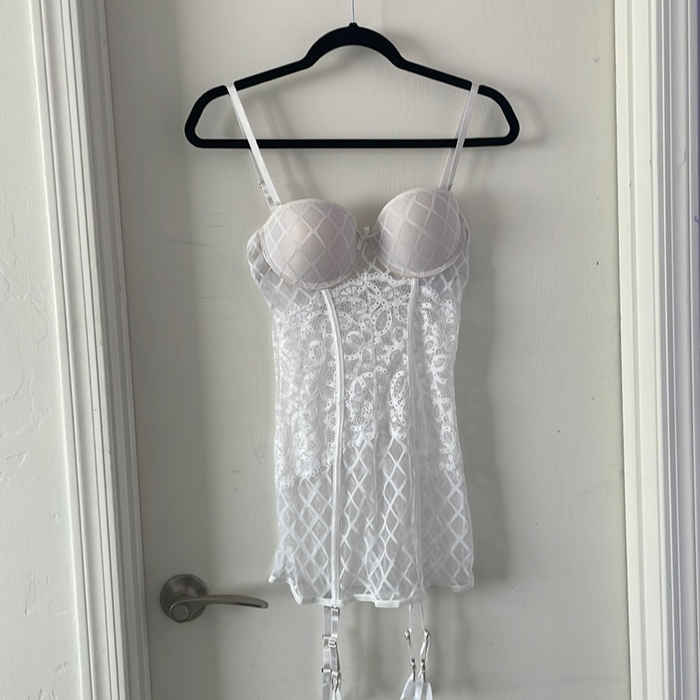 Frederick’s Hollywood Bridal Mesh Lace Chemise